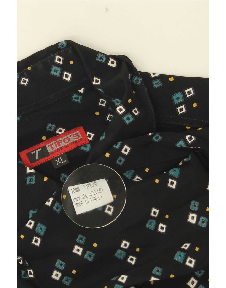 Camisa masculina de manga curta Tipo'S XL preta geométrica viscose
