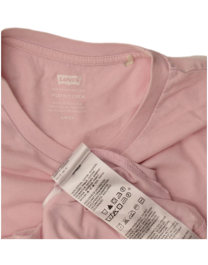 Camiseta feminina Levi's UK 10 pequena algodão rosa