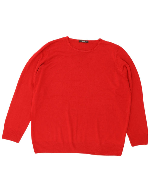 Suéter feminino Marks & Spencer com gola redonda UK 20 2XL acrílico vermelho