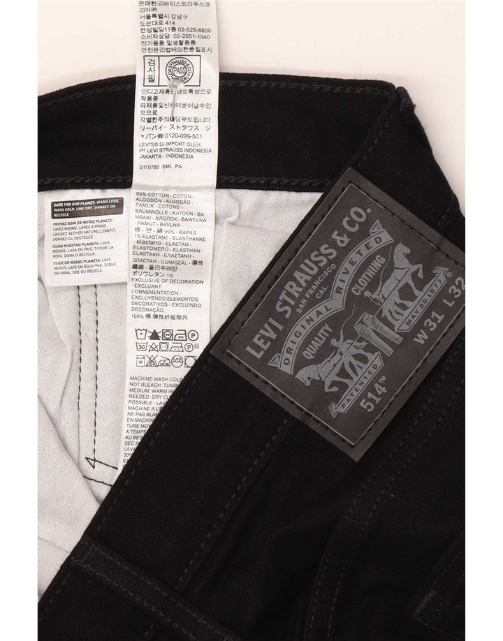 Levi's Masculino 514 Straight Jeans W31 L32 Algodão Preto