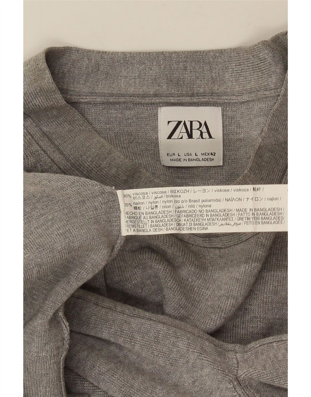 Suéter masculino ZARA com gola redonda, grande viscose cinza