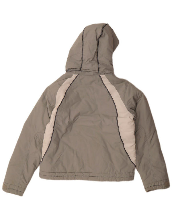 Jaqueta acolchoada com capuz feminina Adidas UK 10/12 cinza médio colorblock