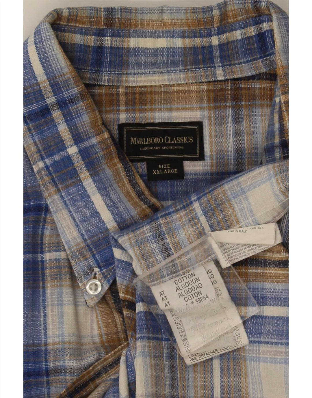 Camisa masculina de manga curta Marlboro Classics 2XL algodão xadrez multicolorido