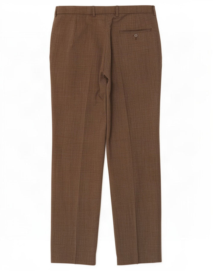 Calça masculina de ajuste regular Marks & Spencer W34 L33 xadrez marrom