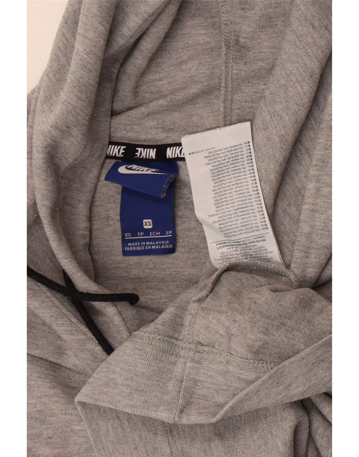 Jumper com capuz gráfico oversized Nike feminino UK 6 XS cinza algodão