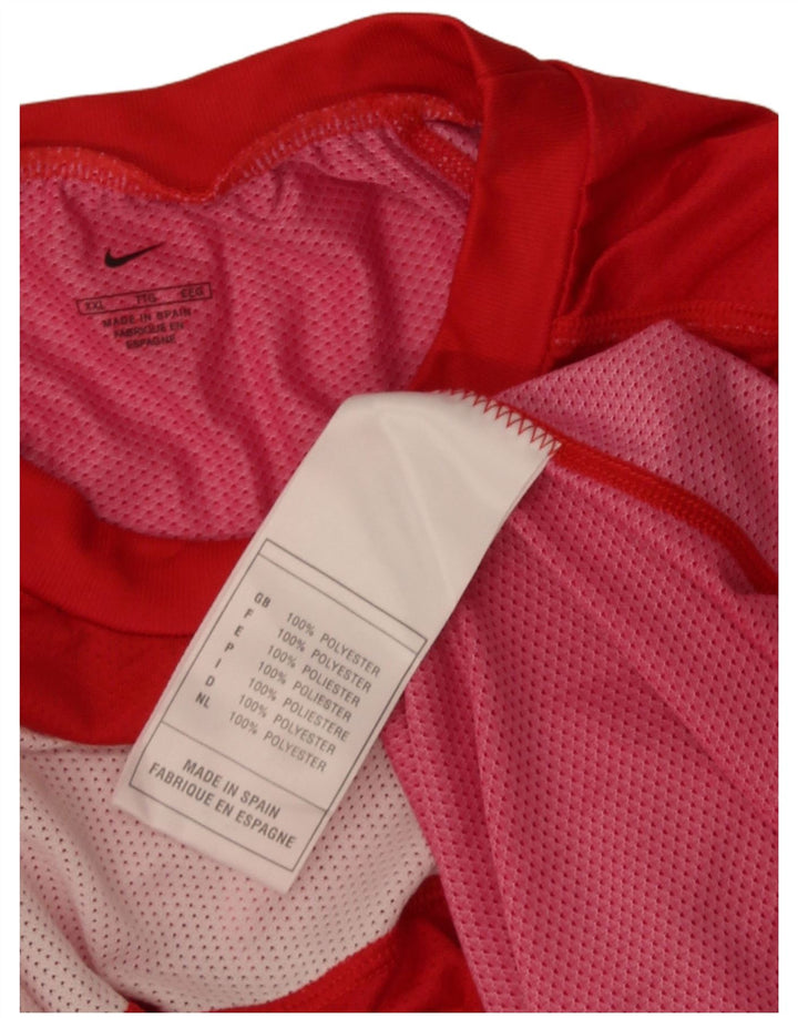 Top gráfico masculino Nike manga comprida 2XL poliéster colorblock vermelho