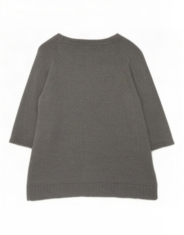Suéter feminino Massimo Dutti manga 3/4 com decote em V Reino Unido 14 cinza médio