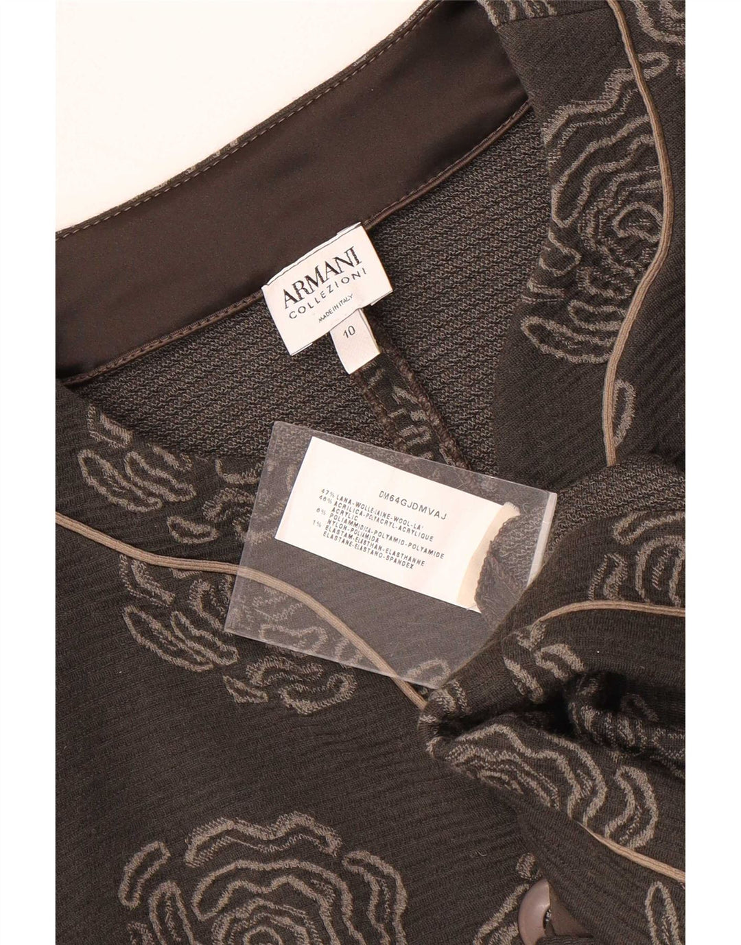 Jaqueta blazer feminina Armani Collezioni com 5 botões Reino Unido 10 pequeno cinza floral