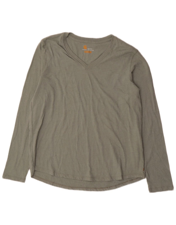 Top feminino Carhartt com ajuste relaxado e manga comprida US 16/18 XL algodão verde