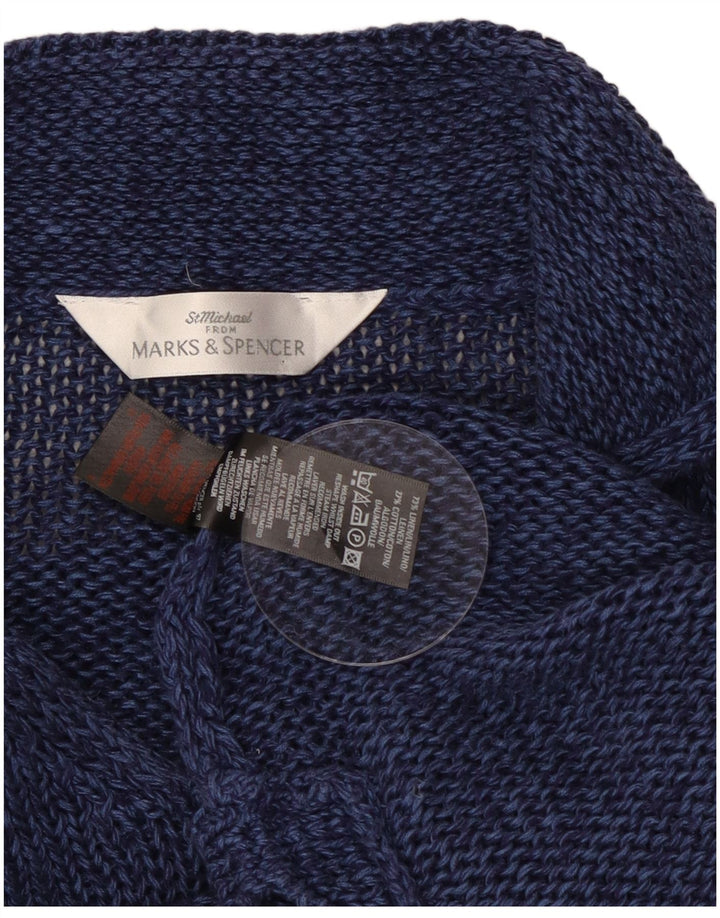 Suéter feminino Marks & Spencer com gola polo e gola polo Reino Unido 12 médio azul marinho