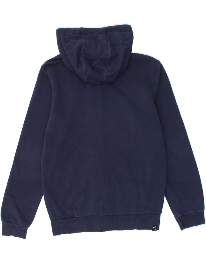 PUMA Boys Graphic Zip Hoodie Sweater 11-12 Years Navy Blue Cotton Vintage Puma and Second-Hand Puma from Messina Hembry 