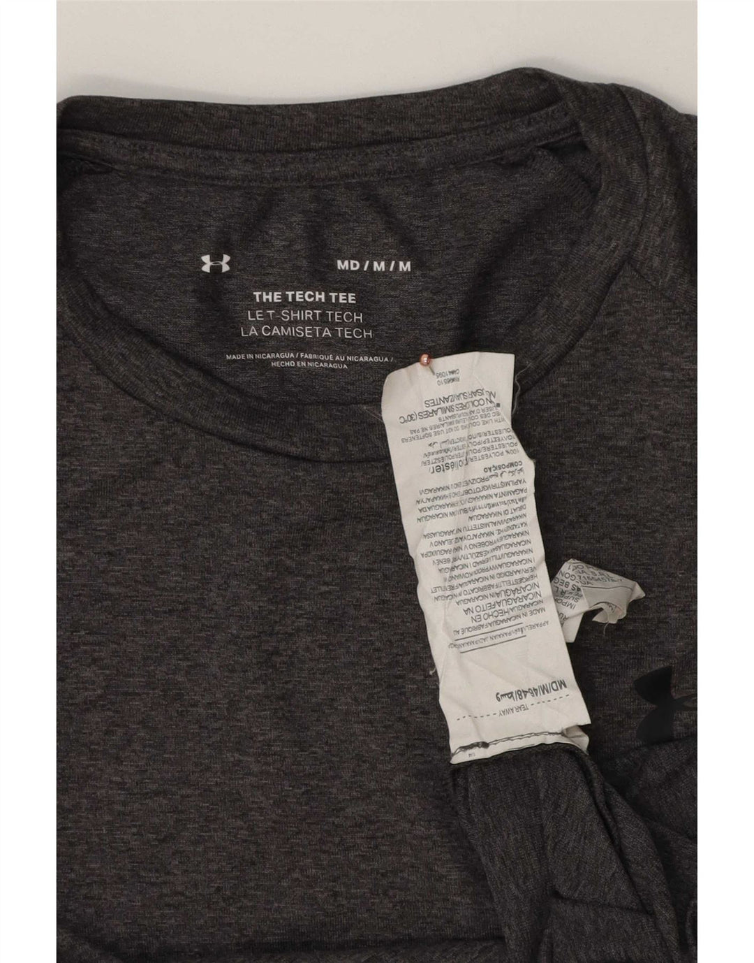 Camiseta masculina Under Armour poliéster manchado cinza médio