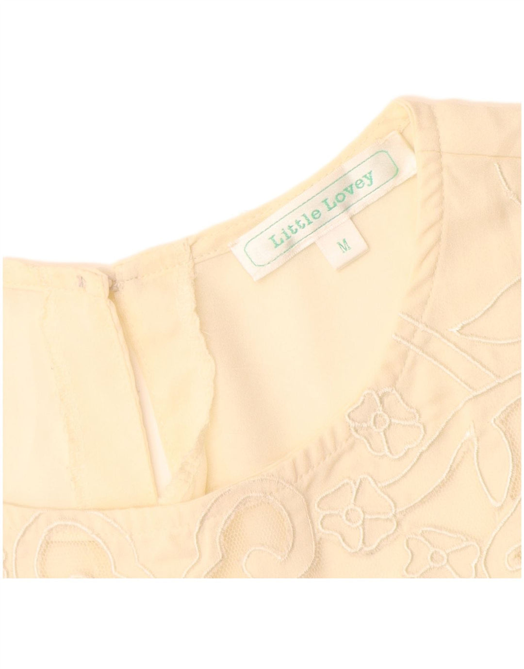 Blusa feminina vintage UK 12 poliéster floral bege médio