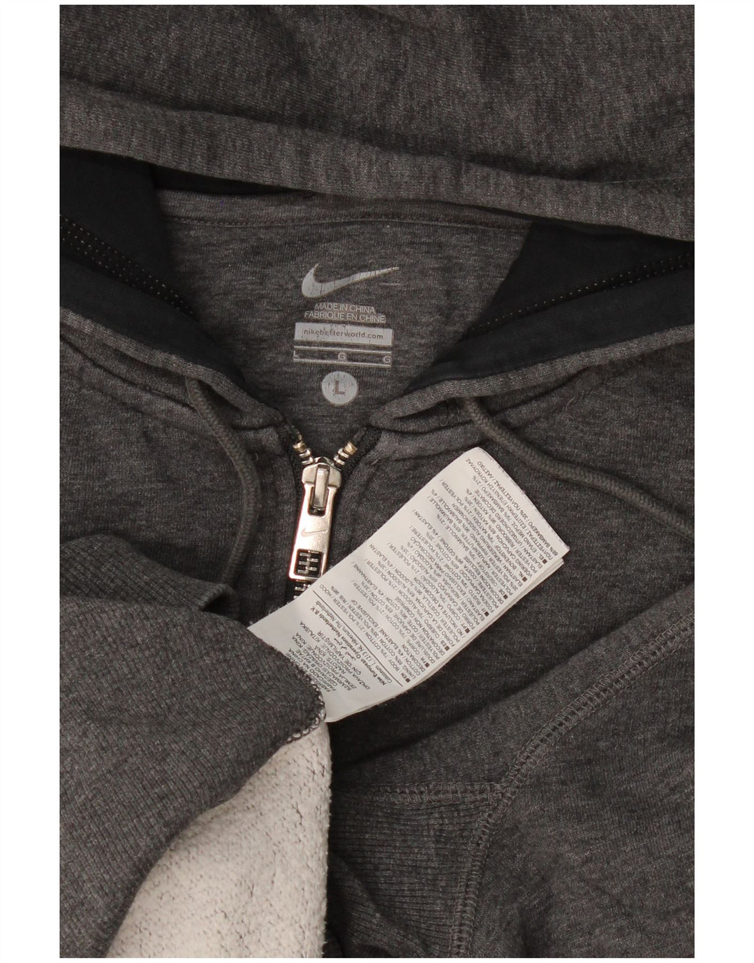 Suéter masculino Nike com capuz e zíper grande algodão cinza