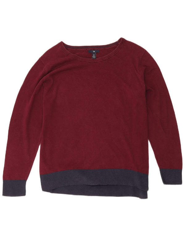 Suéter feminino Gap com gola canoa Reino Unido 18 XL Borgonha Colorblock algodão