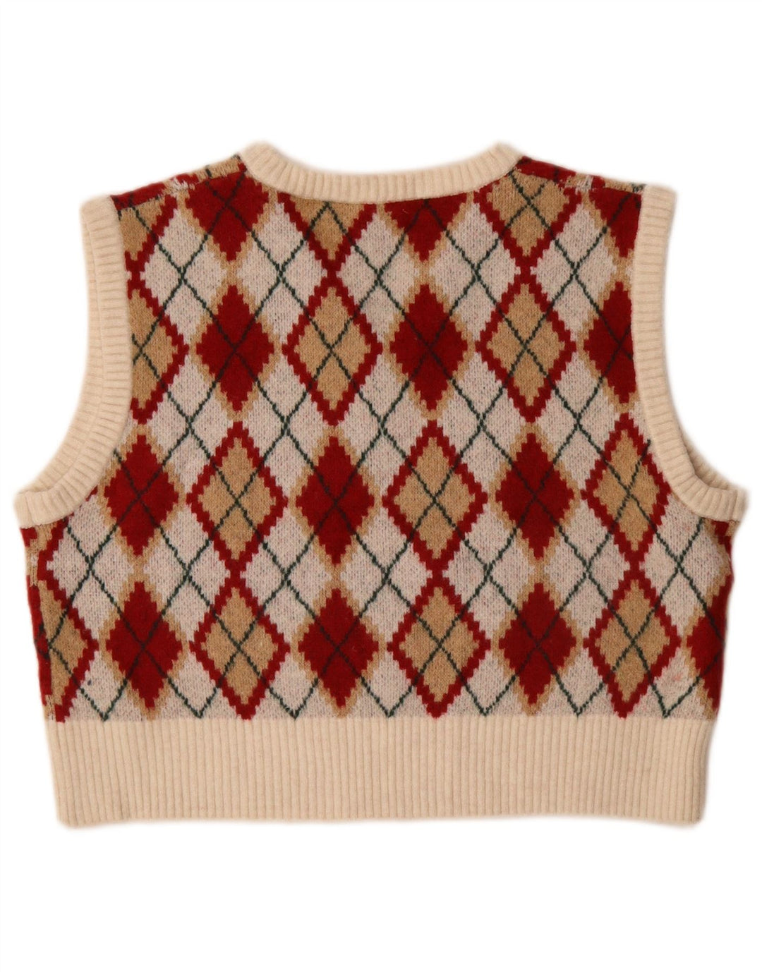 Regata feminina Zara Crop Vest UK 14 Médio Multicolorido Argyle/Diamante