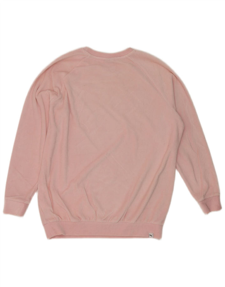Puma feminino gráfico oversized moletom jumper Reino Unido 14 grande algodão rosa