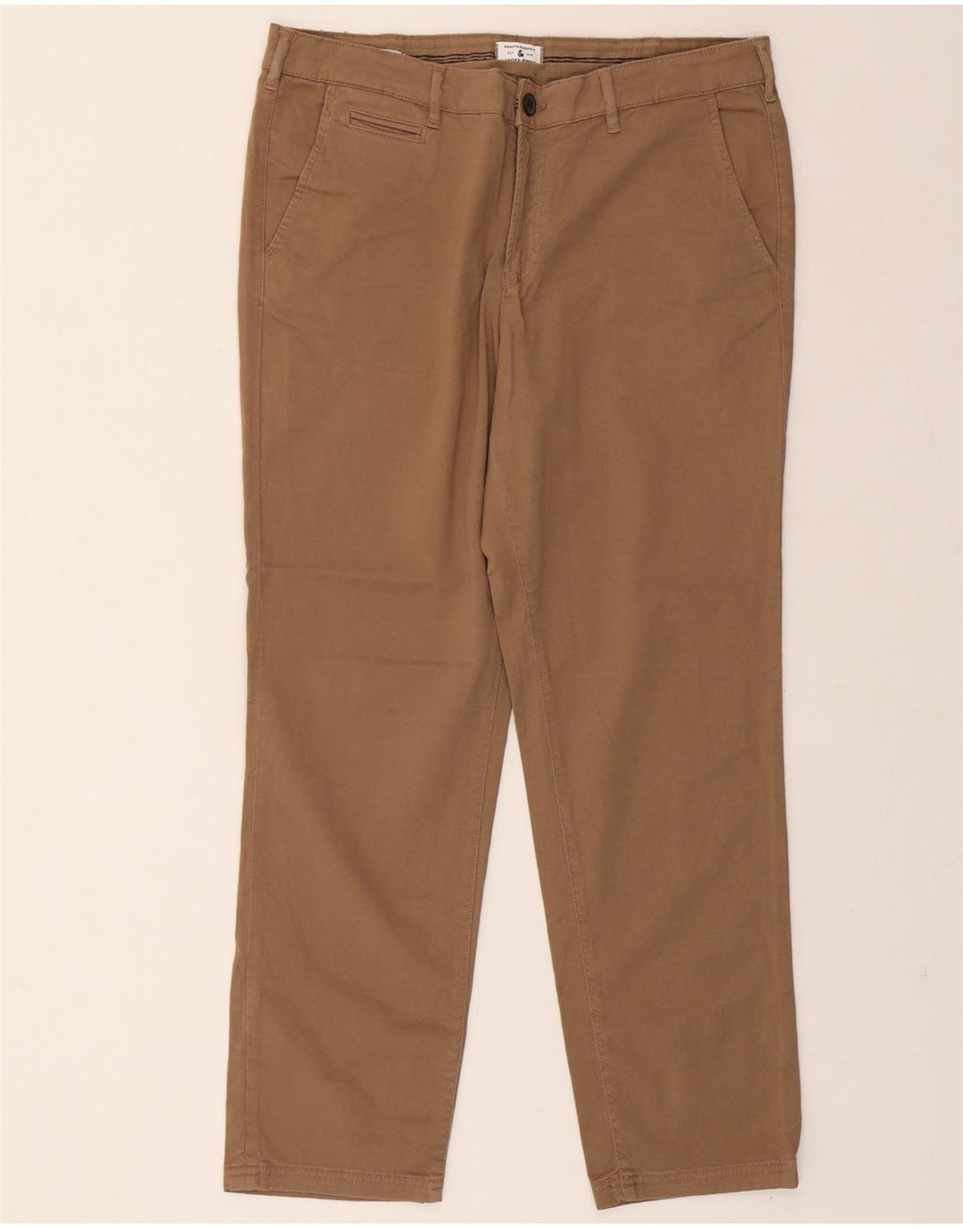 JACK & JONES Mens Straight Chino Trousers W34 L30 Brown Cotton Vintage Jack & Jones and Second-Hand Jack & Jones from Messina Hembry 