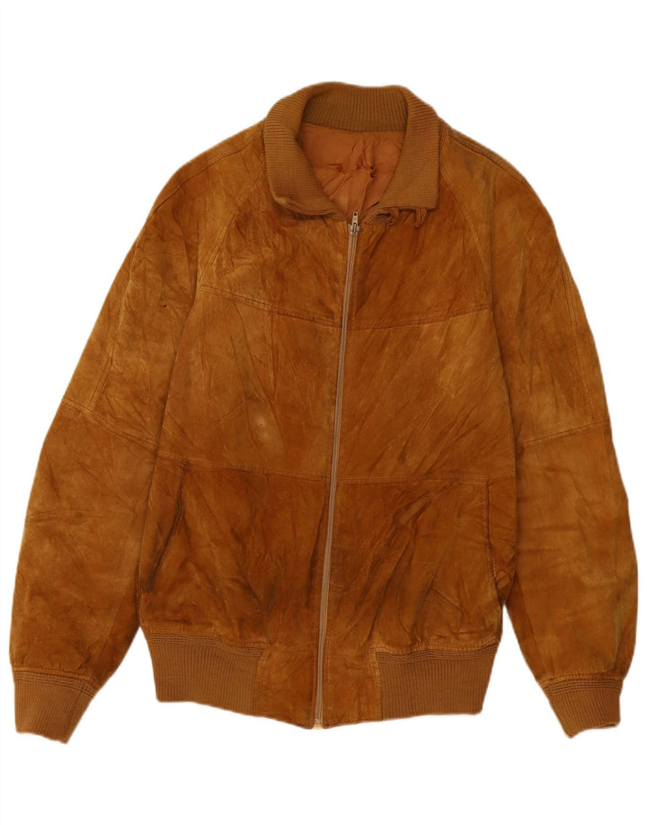 Jaqueta bomber masculina VINTAGE de camurça UK 38 bege médio