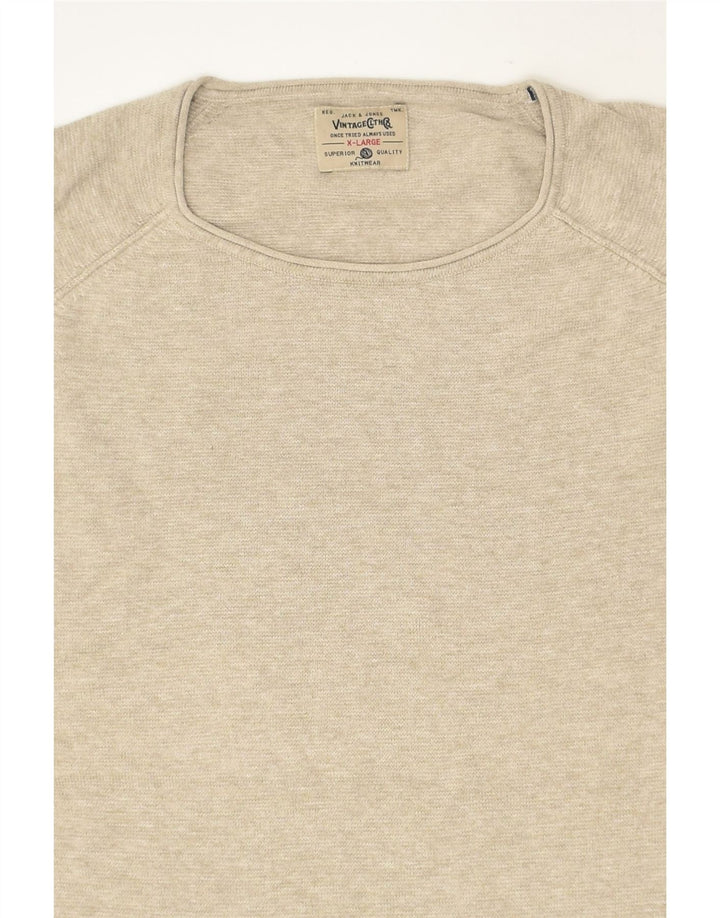 JACK & JONES Womens Crew Neck Jumper Sweater XL Beige Cotton | Vintage Jack & Jones | Thrift | Second-Hand Jack & Jones | Used Clothing | Messina Hembry 
