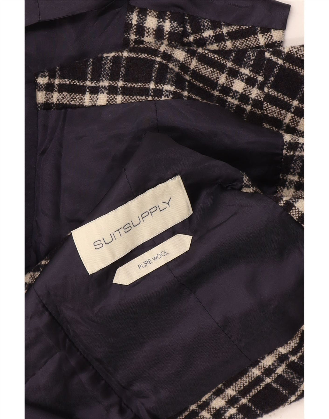 Colete masculino vintage pequeno de lã xadrez azul marinho