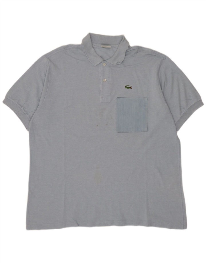 Camisa polo masculina Lacoste tamanho 7 2XL algodão azul