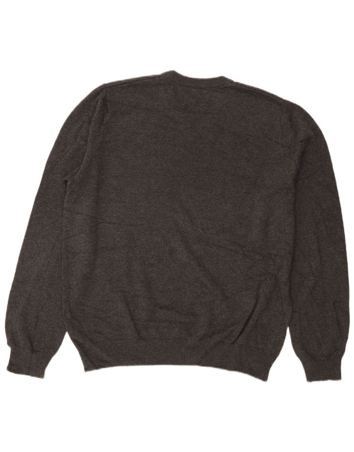 Suéter masculino Marks & Spencer com decote em V, algodão cinza médio