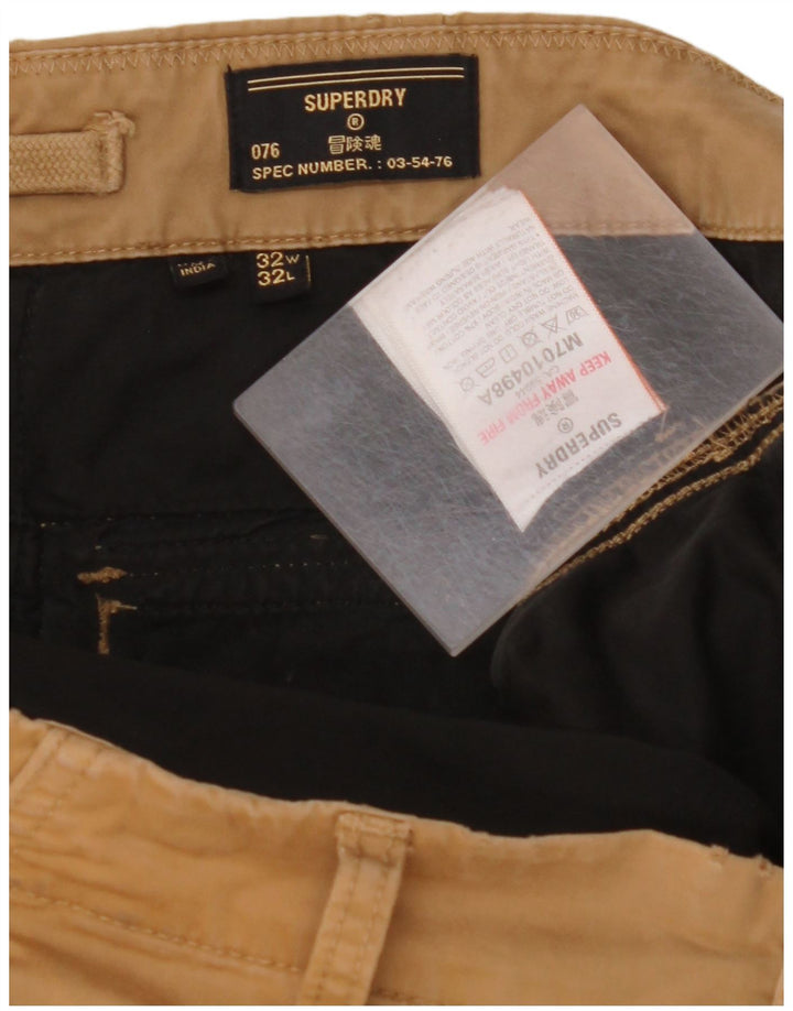 Calça cargo reta masculina SUPERDRY W32 L32 algodão bege