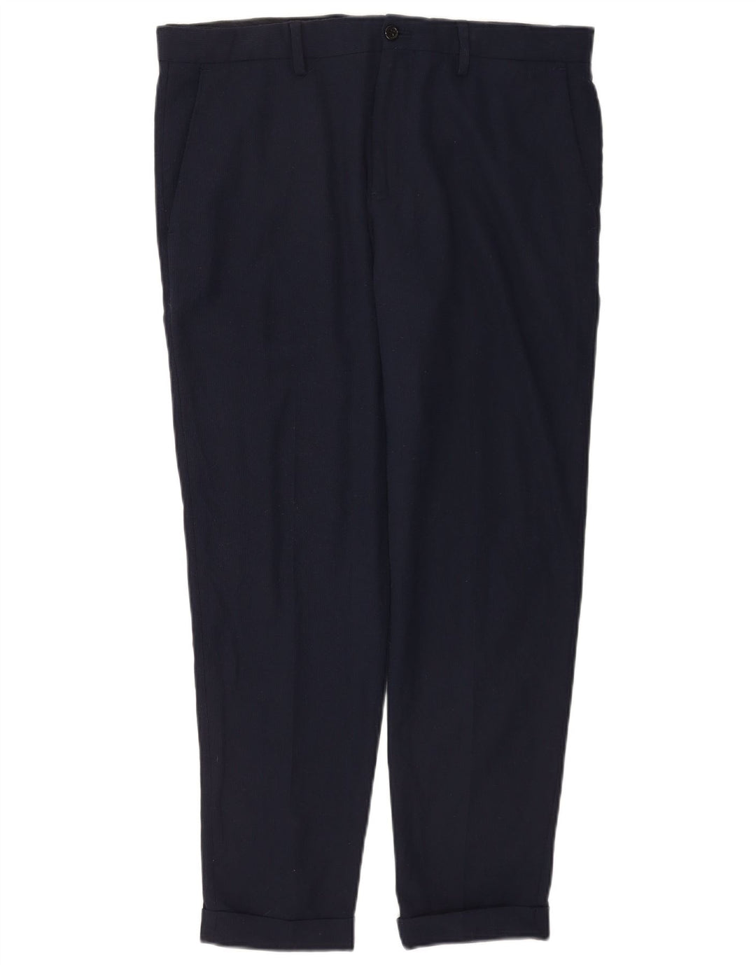 Zara Mens Slim Suit Calça EU 44 Grande W34 L30 Azul Marinho Poliéster