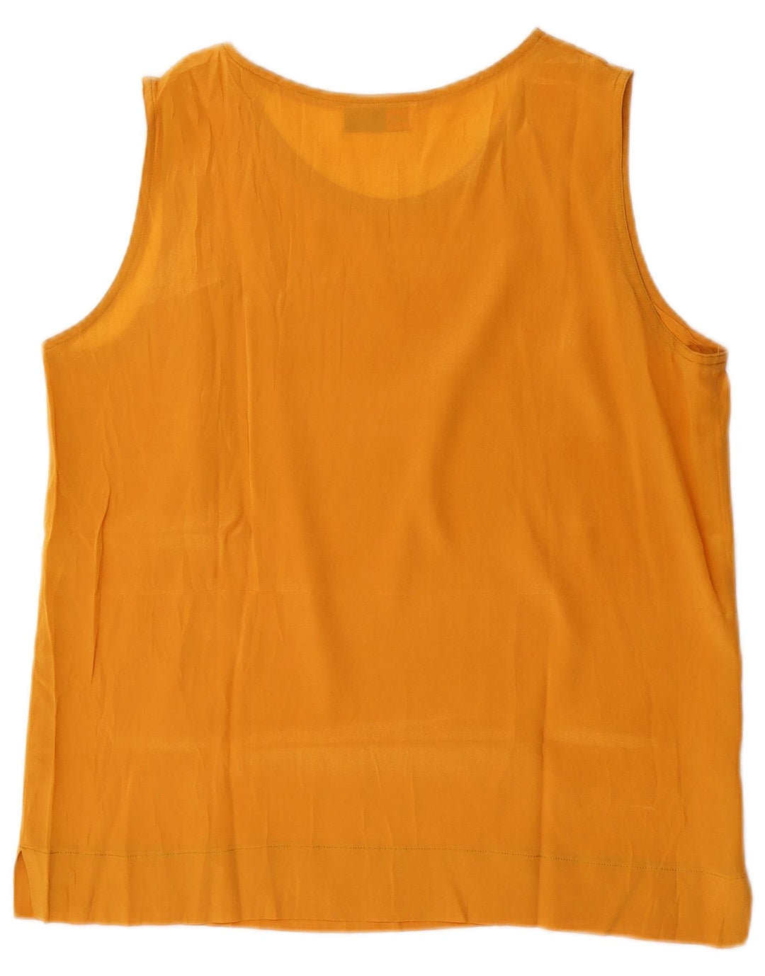 Blusa feminina vintage sem mangas top UK 14 acetato amarelo médio