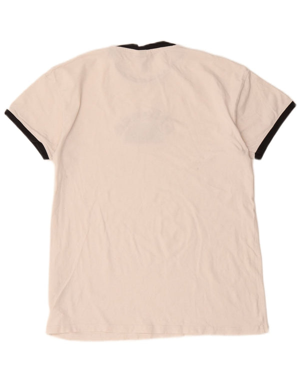 Ellesse camiseta feminina gráfica top UK 8 pequeno algodão branco