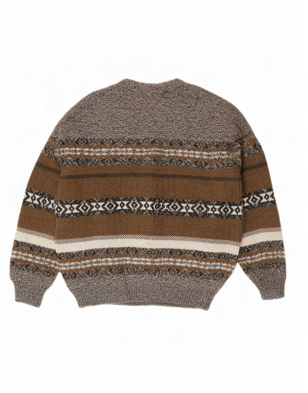 Suéter Cardigan Masculino Vintage XL Cinza Fair Isle