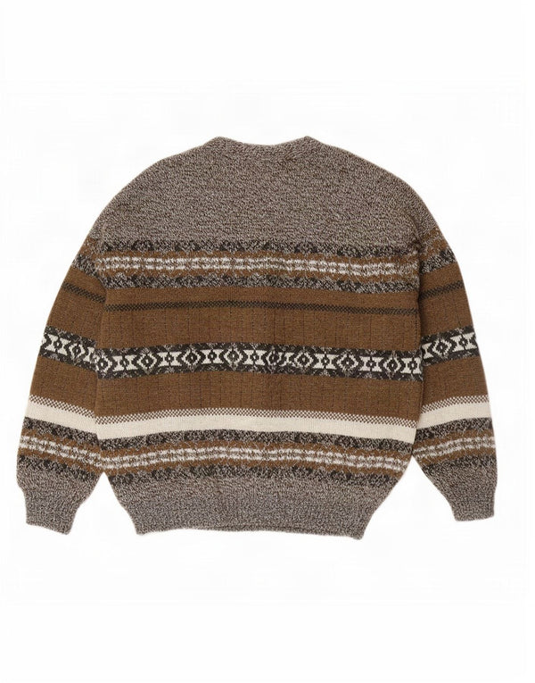 Suéter Cardigan Masculino Vintage XL Cinza Fair Isle