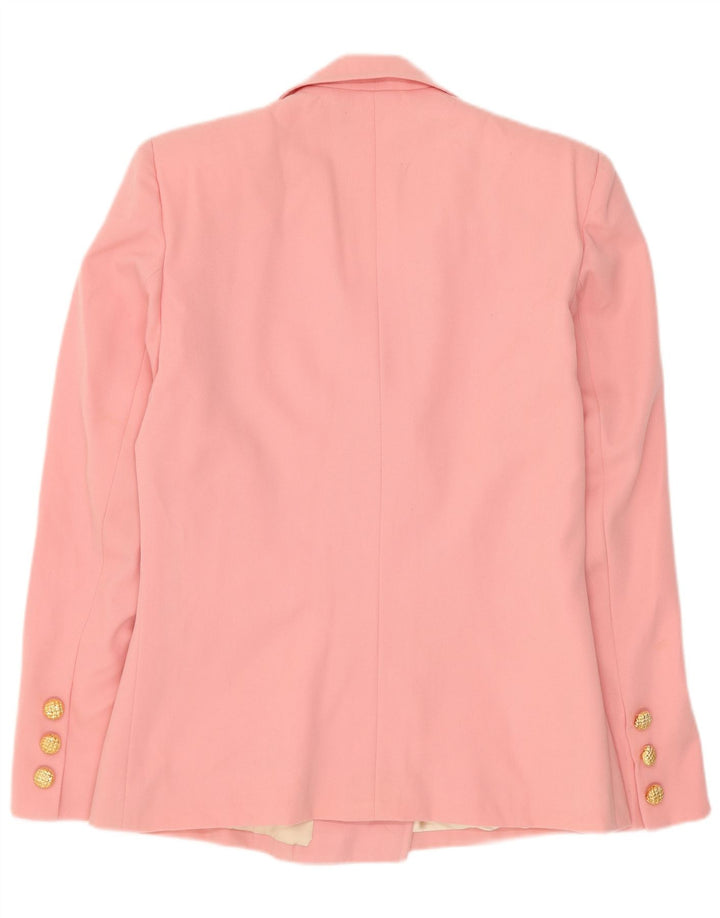Jaqueta blazer feminina vintage com peito duplo Reino Unido 10 rosa pequena