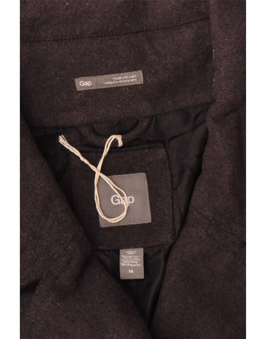 Gap Womens Pea Coat US 14 XL Lã Cinza