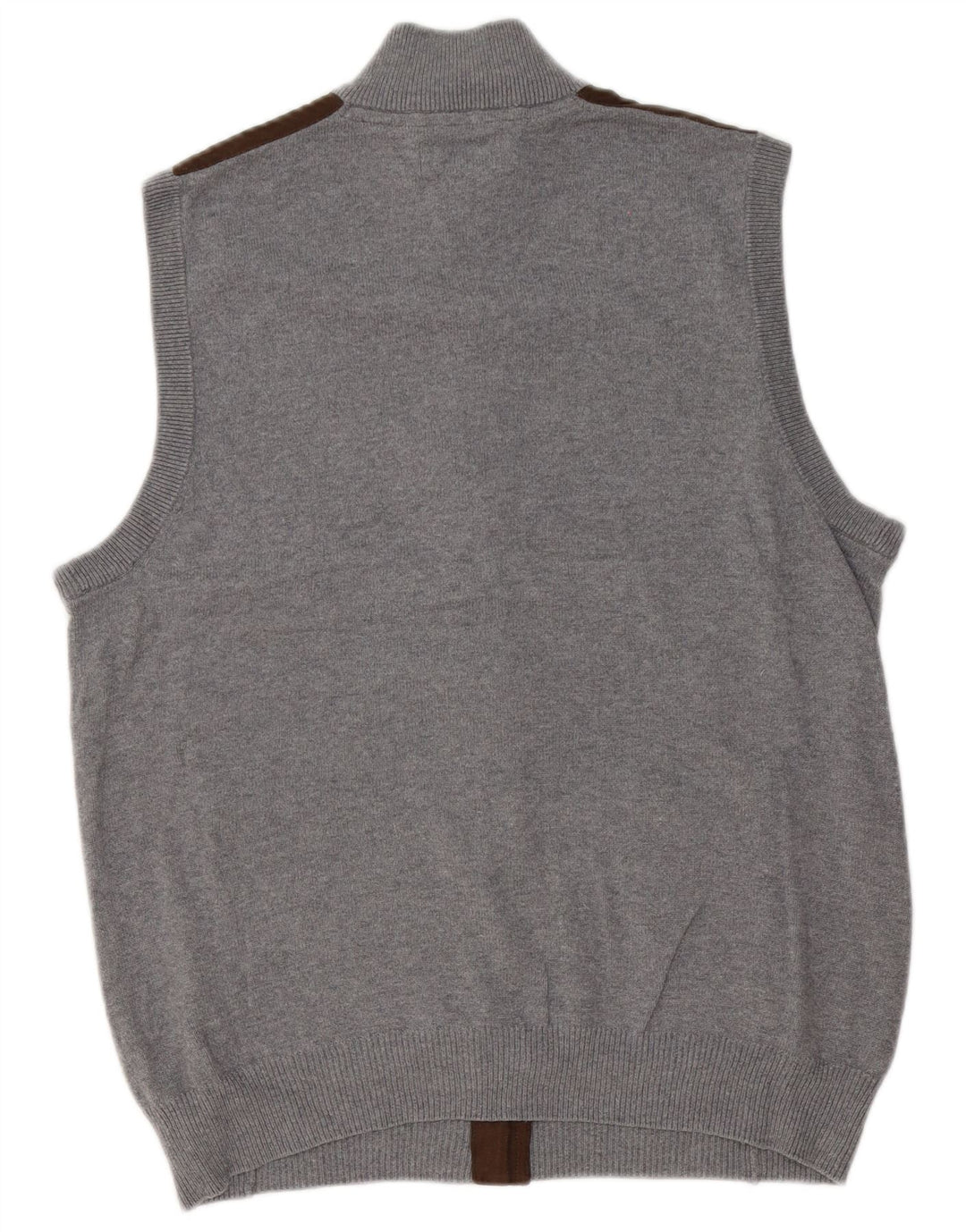 Suéter cardigã masculino sem mangas Chaps algodão colorblock cinza médio
