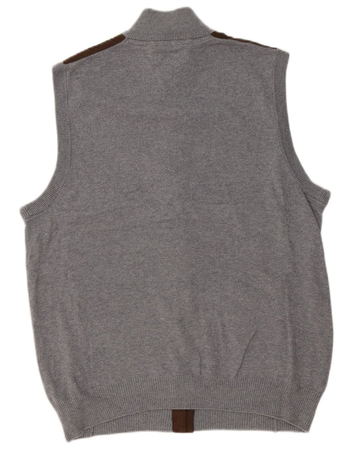 Suéter cardigã masculino sem mangas Chaps algodão colorblock cinza médio