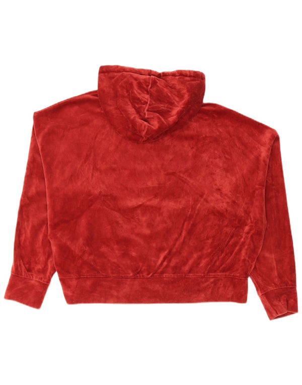 Puma Womens Crop Oversized Velour Hoodie Jumper Reino Unido 14 Médio Algodão Vermelho