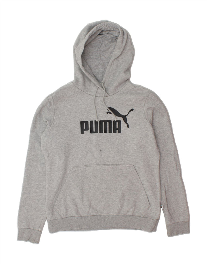 PUMA Womens Graphic Hoodie Jumper UK 12 Medium Grey Cotton Vintage Puma and Second-Hand Puma from Messina Hembry 