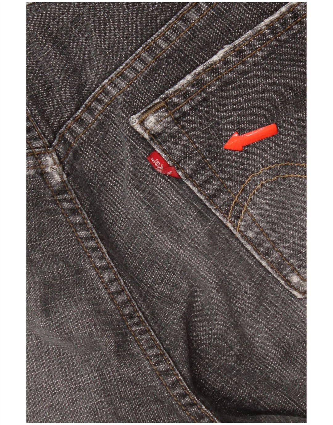 Calça jeans feminina Levi's 505 Distressed Straight US 6 Médio W30 L32 Cinza