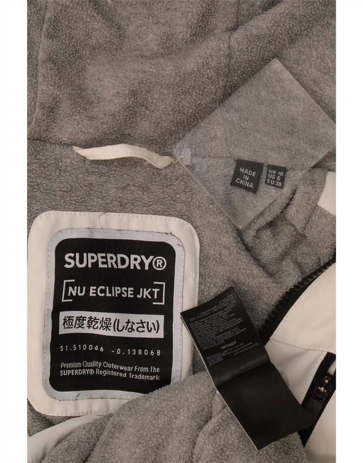 Jaqueta corta-vento superdimensionada com capuz feminino Superdry Reino Unido 10 pequeno branco