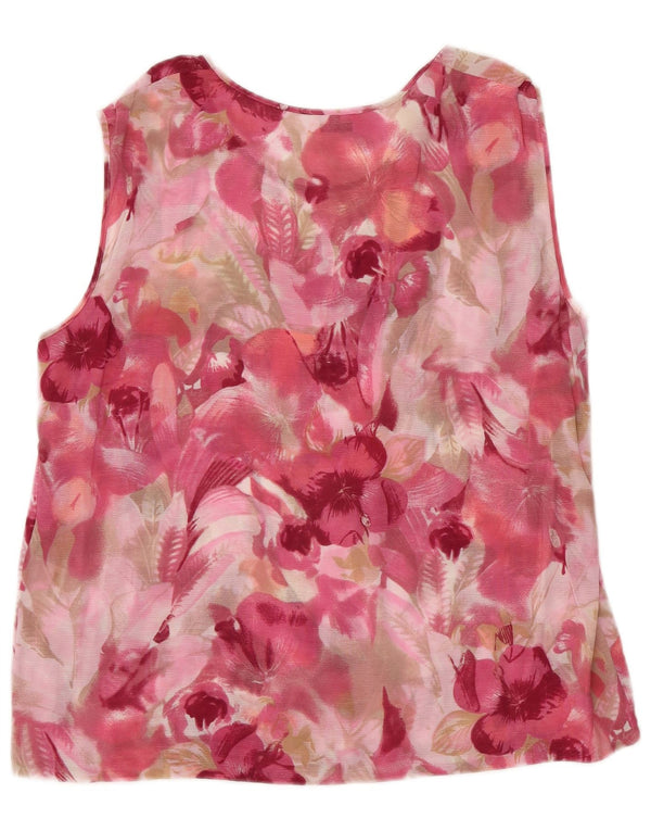 Blusa feminina sem mangas Frankenwalder EU 44 XL rosa floral viscose