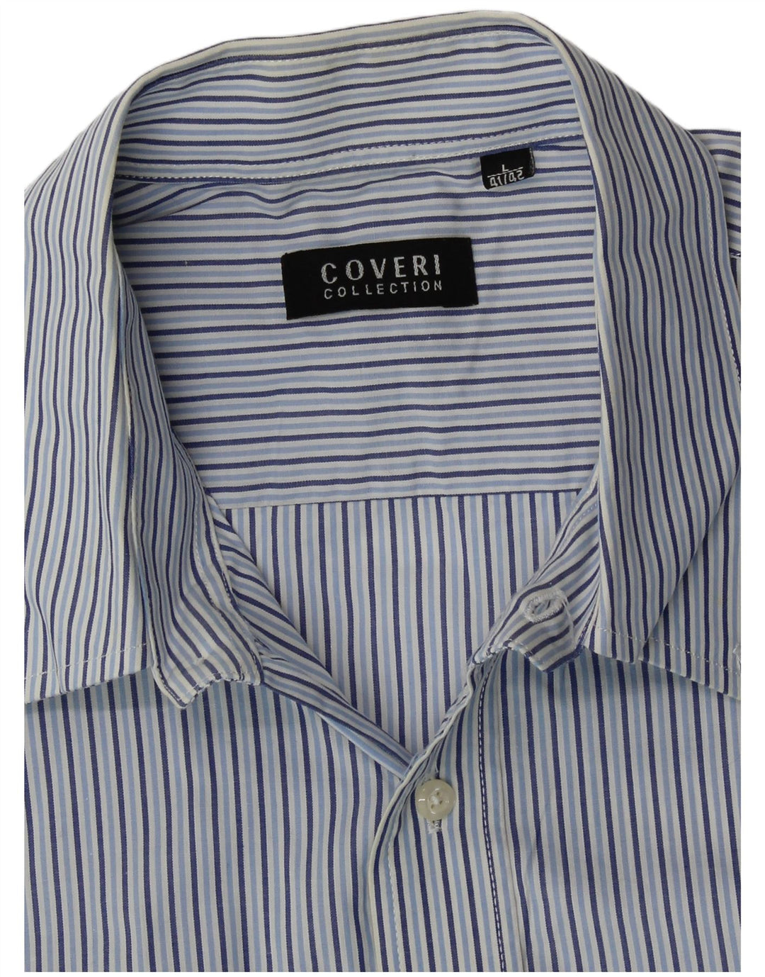 Camisa masculina de manga curta Coveri tamanho 41/42 listra azul grande