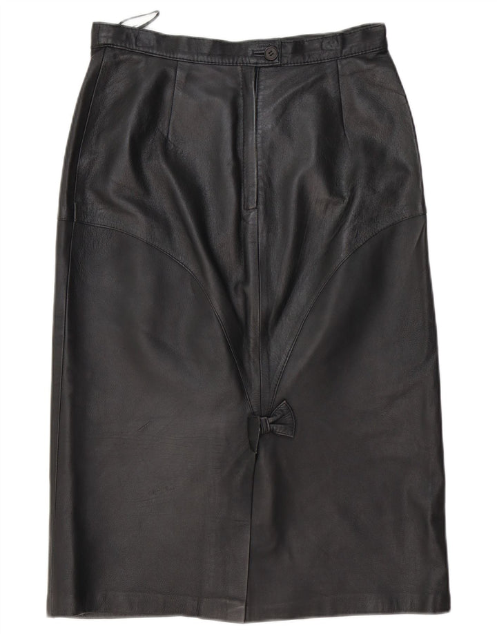 Saia de couro feminina vintage UE 40 médio W30 couro preto