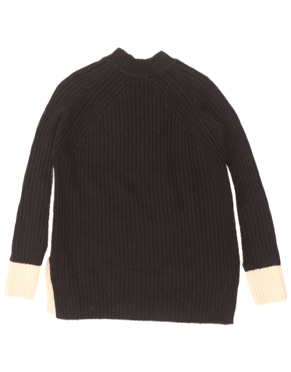 Suéter feminino Marks & Spencer com gola tartaruga Reino Unido 10 pequeno preto