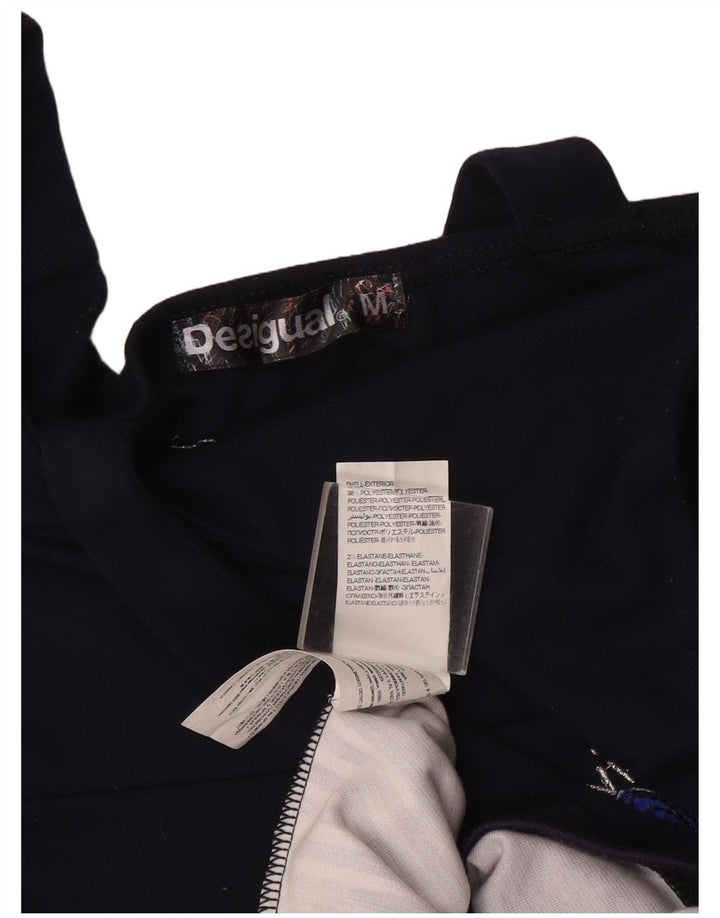 Vestido de verão feminino Desigual gráfico UK 12 poliéster listrado azul marinho médio
