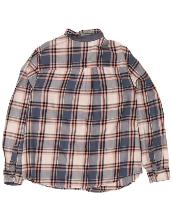 Camisa feminina Dickies de flanela folgada Reino Unido 16 grande algodão xadrez azul