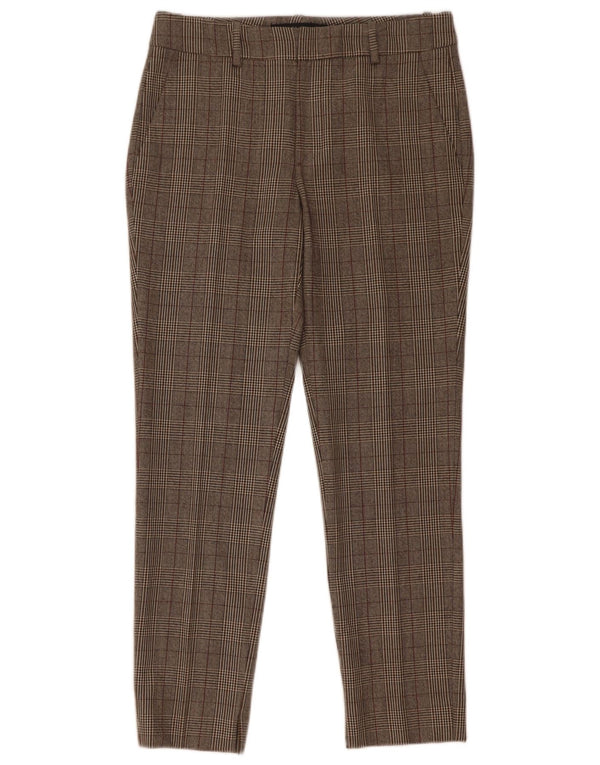 Zara Calça feminina casual slim EU 34 2XS W24 L27 marrom houndstooth
