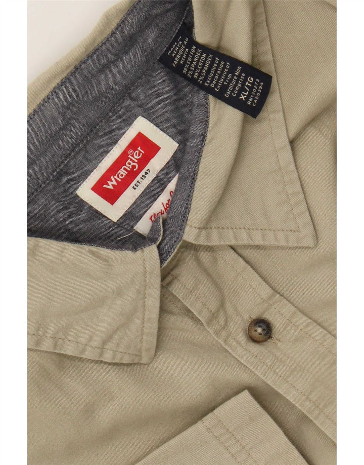 Camisa Wrangler masculina de manga curta XL algodão cáqui