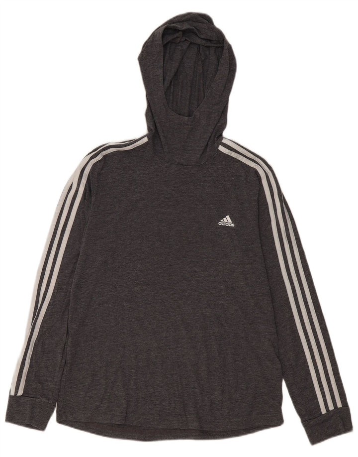 ADIDAS Womens Climalite Hoodie Jumper UK 12/14 Médio Cinza Poliéster